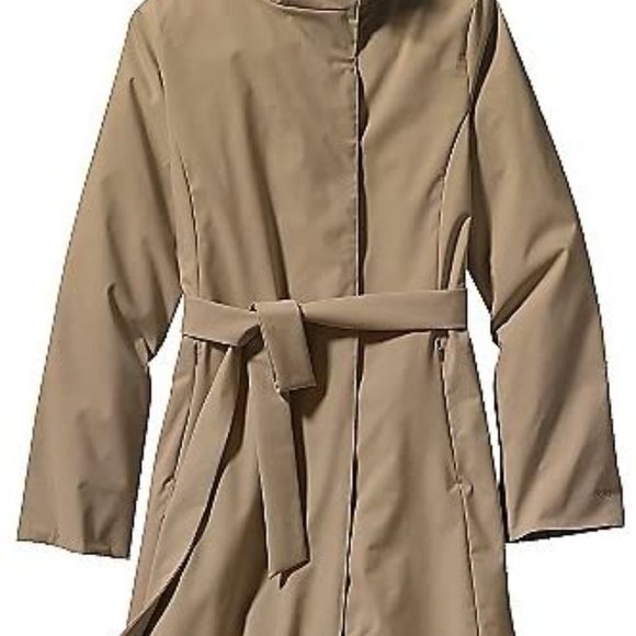 Patagonia Trench Rain Coat Size XL Jacket Larissa Waterproof Beige Tan Tie New - Picture 6 of 6